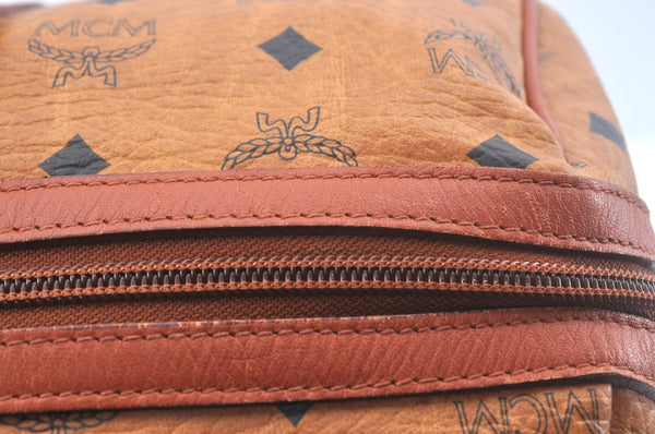 Authentic MCM Visetos Leather Vintage Travel Boston Bag Brown L0030