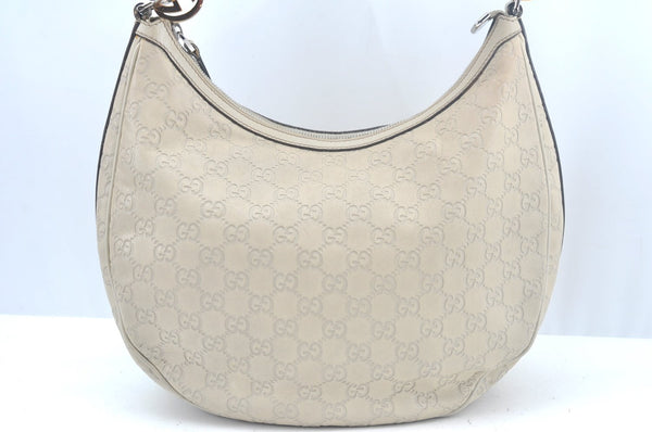 Authentic GUCCI Twins Guccissima GG Leather Shoulder Bag 232962 White L0035
