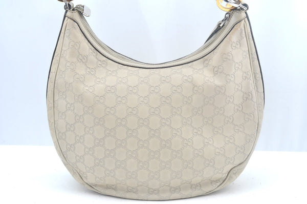 Authentic GUCCI Twins Guccissima GG Leather Shoulder Bag 232962 White L0035
