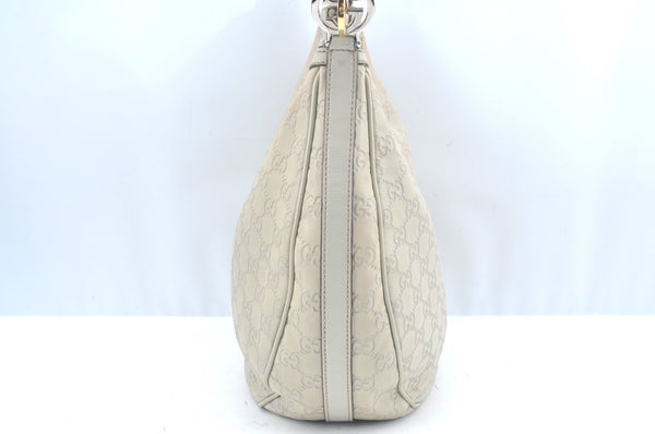 Authentic GUCCI Twins Guccissima GG Leather Shoulder Bag 232962 White L0035