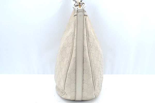 Authentic GUCCI Twins Guccissima GG Leather Shoulder Bag 232962 White L0035