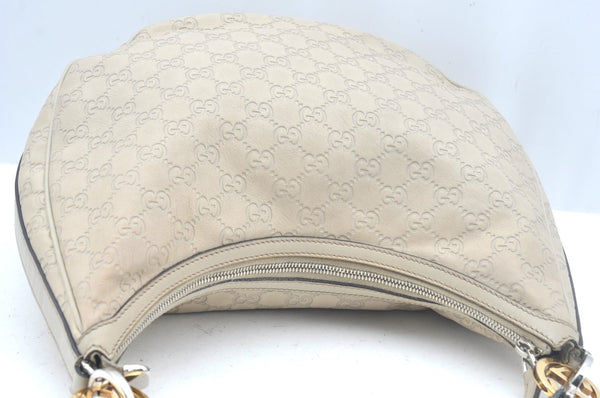 Authentic GUCCI Twins Guccissima GG Leather Shoulder Bag 232962 White L0035