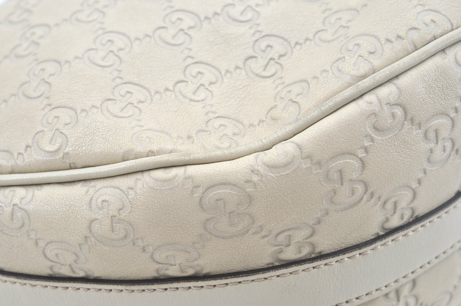 Authentic GUCCI Twins Guccissima GG Leather Shoulder Bag 232962 White L0035