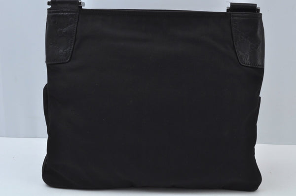 Authentic GUCCI Shoulder Cross Body Bag Purse GG Nylon Leather Black L0037