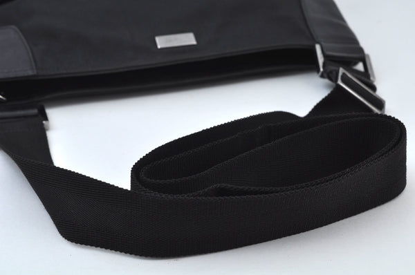 Authentic GUCCI Shoulder Cross Body Bag Purse GG Nylon Leather Black L0037