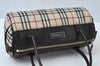 Authentic BURBERRY Vintage Check Hand Bag Canvas Leather Brown L0038