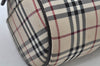 Authentic BURBERRY Vintage Check Hand Bag Canvas Leather Brown L0038