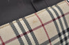 Authentic BURBERRY Vintage Check Hand Bag Canvas Leather Brown L0038