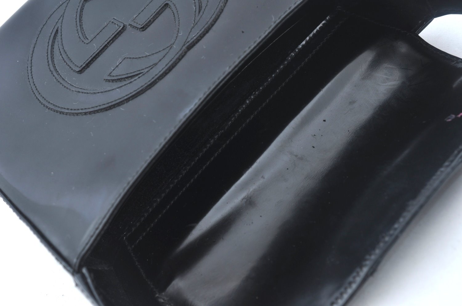 Authentic GUCCI Vintage Hand Bag Leather Purse 0070249 Black Junk L0042