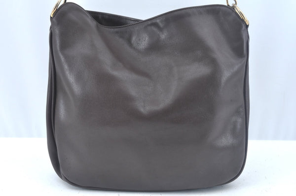 Authentic GUCCI Bamboo 2way Hand Shoulder Bag Leather Brown L0045