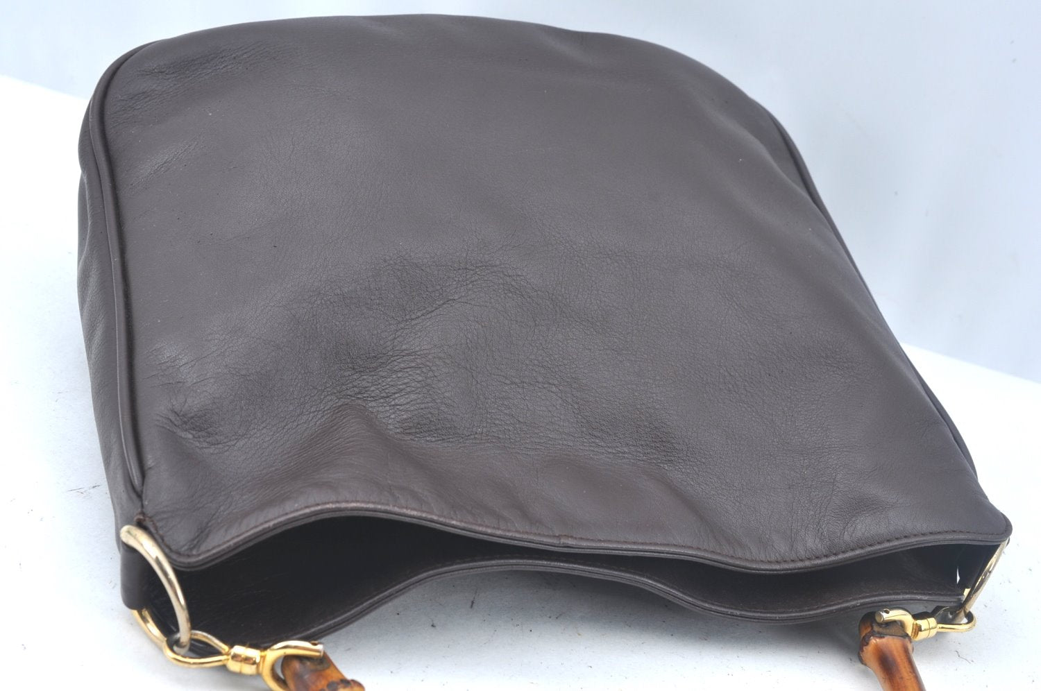 Authentic GUCCI Bamboo 2way Hand Shoulder Bag Leather Brown L0045