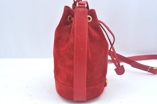 Authentic GUCCI Shoulder Cross Body Bag Suede Leather Red Junk L0046