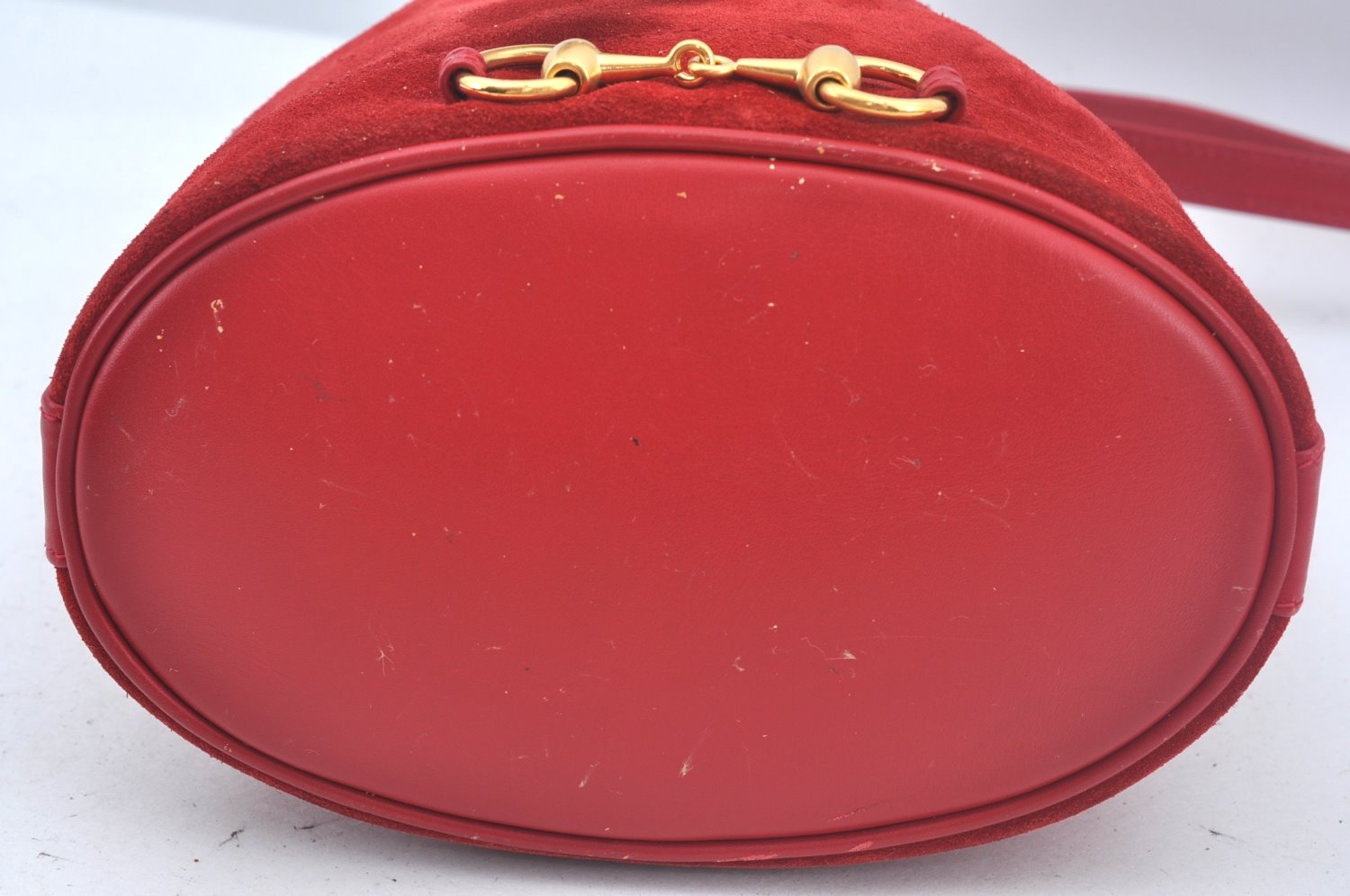 Authentic GUCCI Shoulder Cross Body Bag Suede Leather Red Junk L0046