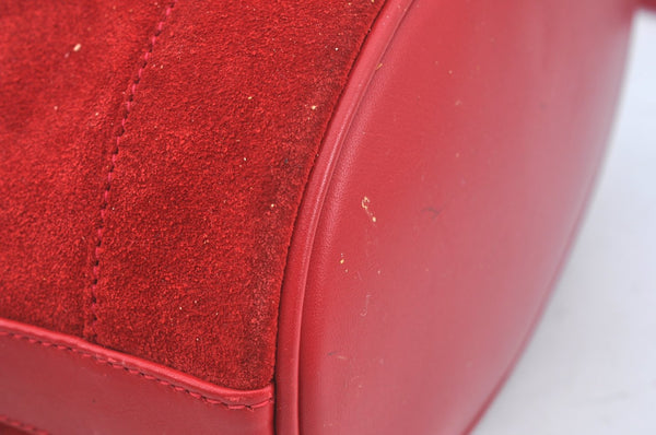 Authentic GUCCI Shoulder Cross Body Bag Suede Leather Red Junk L0046