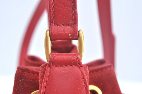 Authentic GUCCI Shoulder Cross Body Bag Suede Leather Red Junk L0046