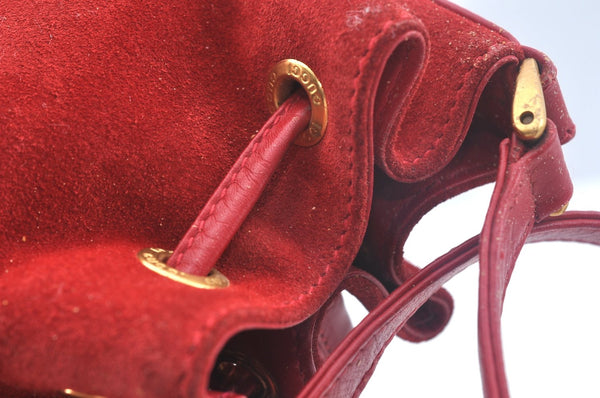 Authentic GUCCI Shoulder Cross Body Bag Suede Leather Red Junk L0046