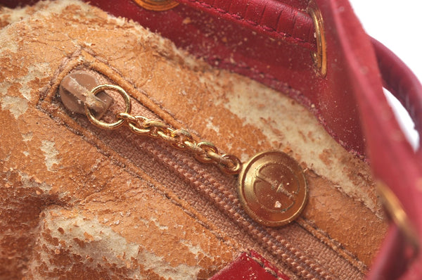 Authentic GUCCI Shoulder Cross Body Bag Suede Leather Red Junk L0046