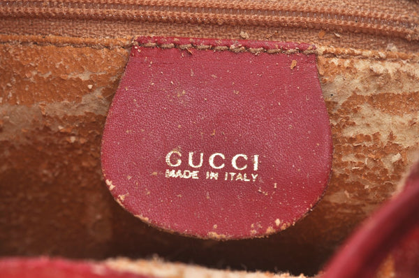Authentic GUCCI Shoulder Cross Body Bag Suede Leather Red Junk L0046