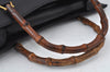 Authentic GUCCI Bamboo Vintage Hand Bag Leather Black Junk L0047