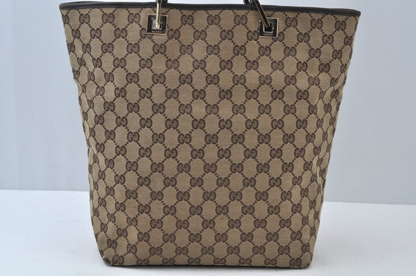 Authentic GUCCI Shoulder Bag GG Canvas Leather 0021098 Brown L0048
