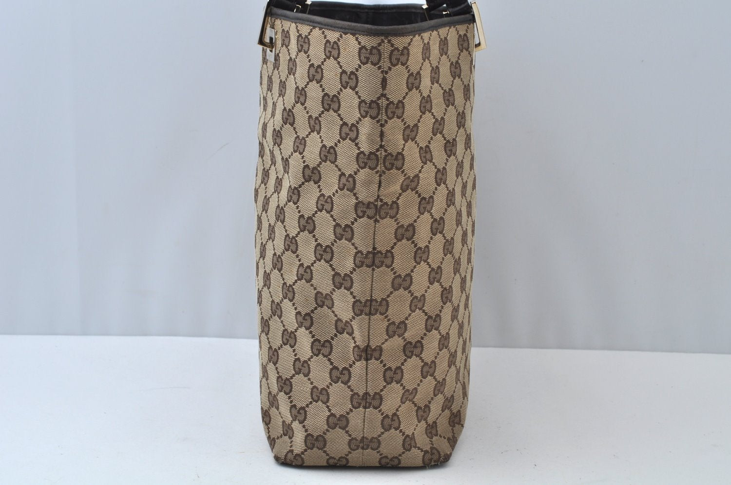 Authentic GUCCI Shoulder Bag GG Canvas Leather 0021098 Brown L0048