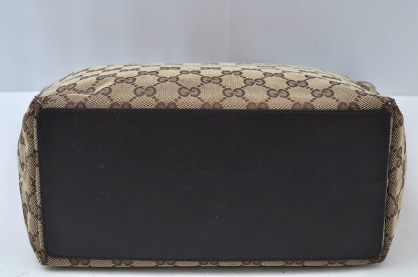 Authentic GUCCI Shoulder Bag GG Canvas Leather 0021098 Brown L0048