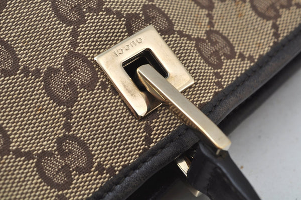 Authentic GUCCI Shoulder Bag GG Canvas Leather 0021098 Brown L0048