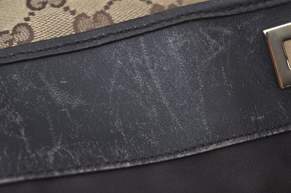 Authentic GUCCI Shoulder Bag GG Canvas Leather 0021098 Brown L0048