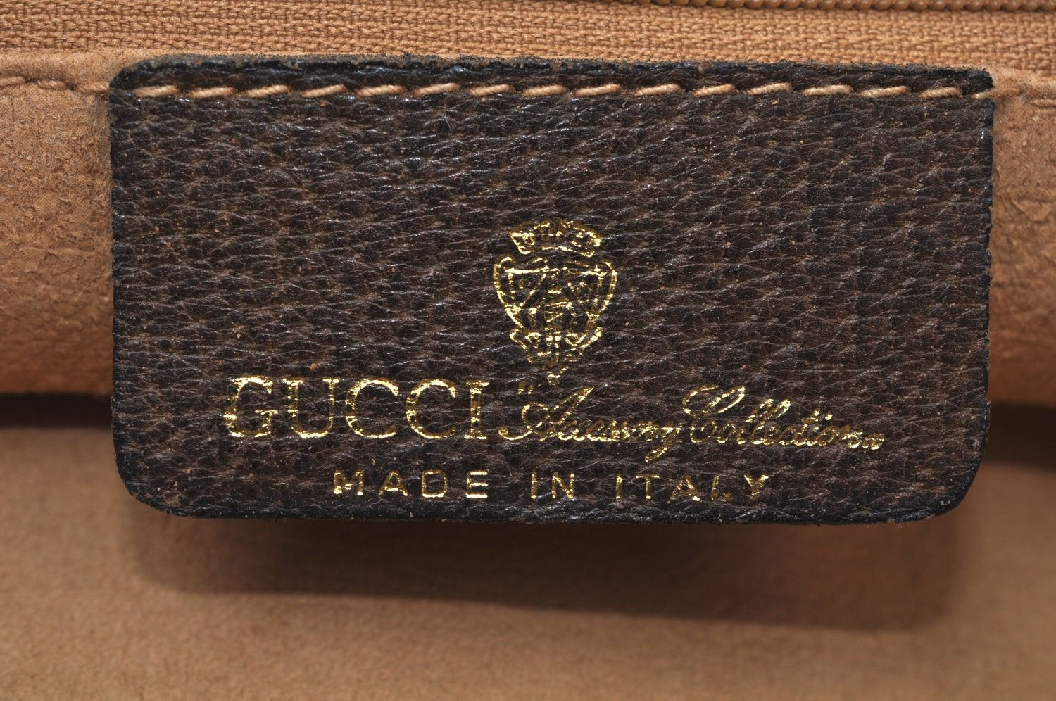 Authentic GUCCI Web Sherry Line Hand Tote Bag GG PVC Leather Brown L0049