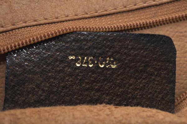 Authentic GUCCI Web Sherry Line Hand Tote Bag GG PVC Leather Brown L0049