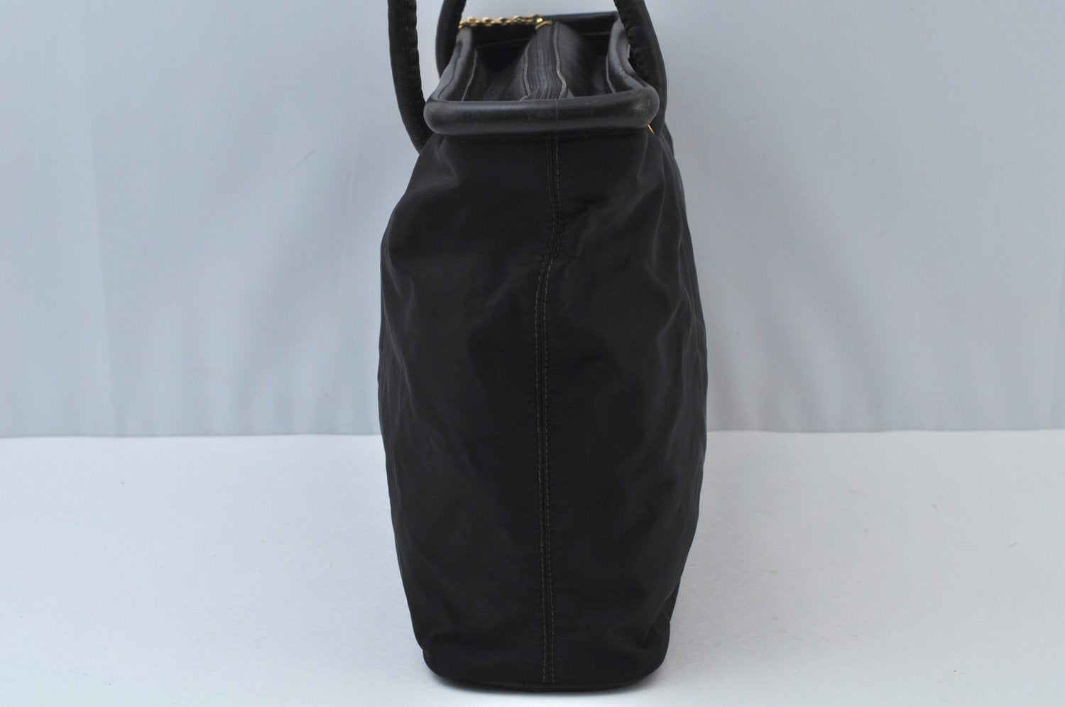 Authentic CELINE Shoulder Tote Bag Nylon Leather Black L0050