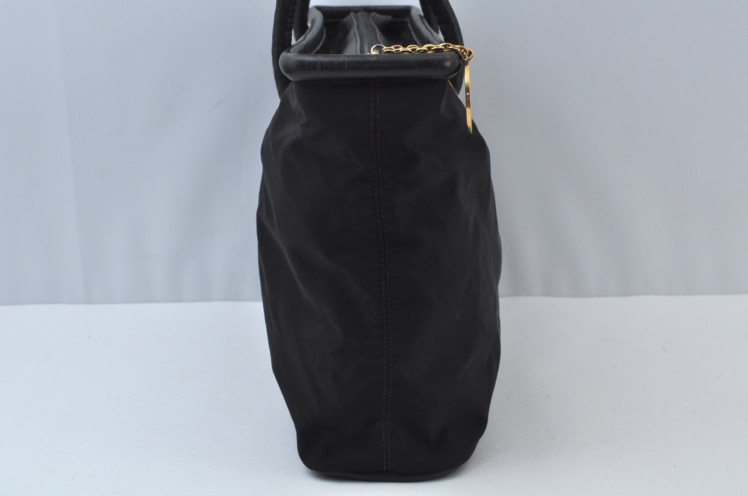 Authentic CELINE Shoulder Tote Bag Nylon Leather Black L0050
