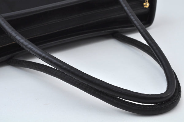 Authentic CELINE Shoulder Tote Bag Nylon Leather Black L0050