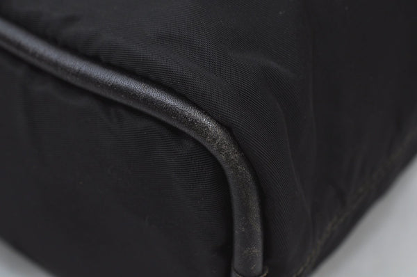 Authentic CELINE Shoulder Tote Bag Nylon Leather Black L0050