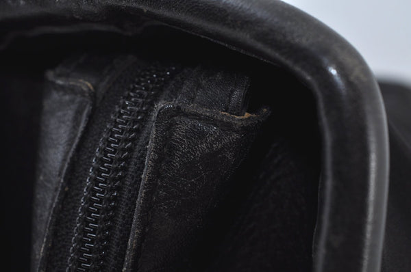 Authentic CELINE Shoulder Tote Bag Nylon Leather Black L0050