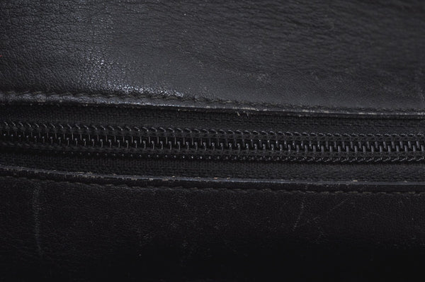Authentic CELINE Shoulder Tote Bag Nylon Leather Black L0050