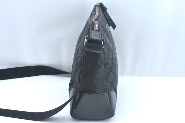 Authentic GUCCI Vintage Shoulder Cross Body Bag GG Canvas Leather Black L0051