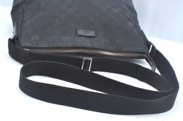 Authentic GUCCI Vintage Shoulder Cross Body Bag GG Canvas Leather Black L0051