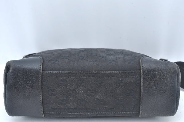 Authentic GUCCI Vintage Shoulder Cross Body Bag GG Canvas Leather Black L0051