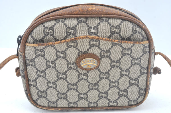 Authentic GUCCI GG Plus Shoulder Cross Body Bag PVC Leather Brown L0052