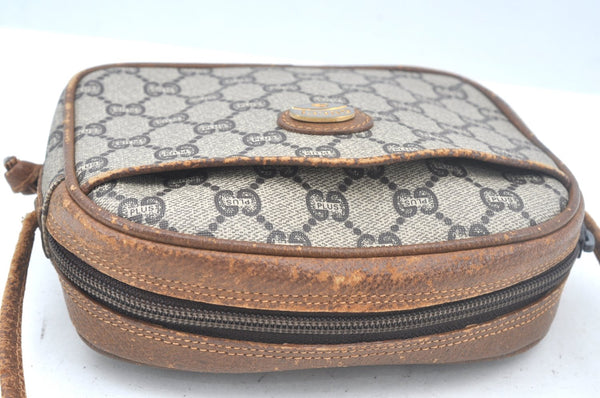 Authentic GUCCI GG Plus Shoulder Cross Body Bag PVC Leather Brown L0052