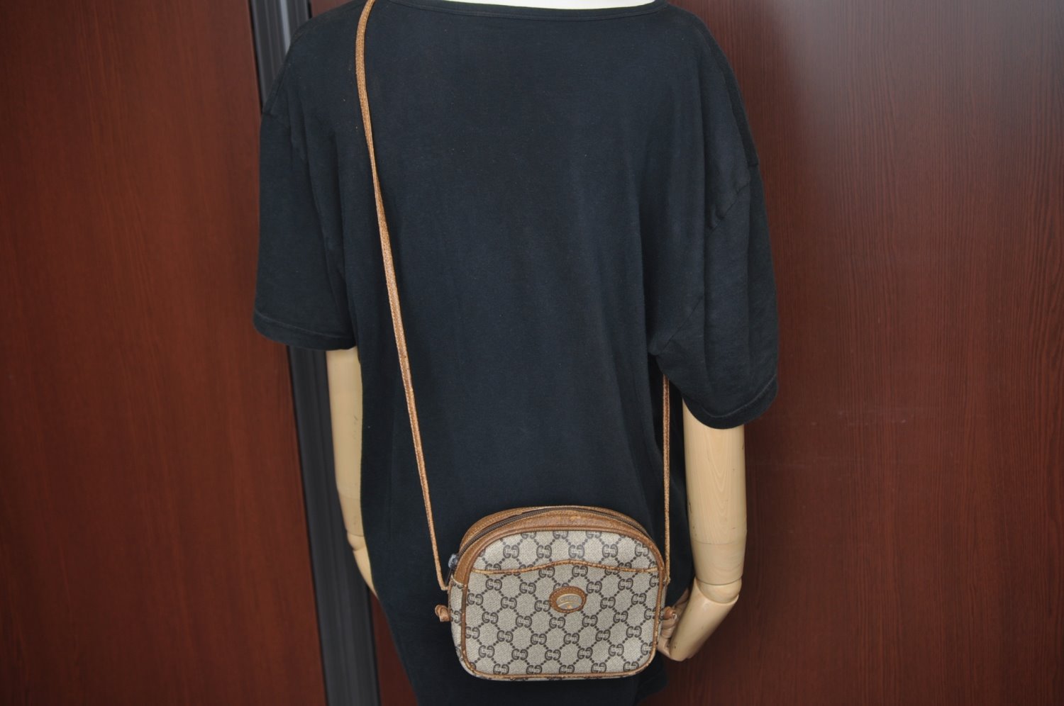 Authentic GUCCI GG Plus Shoulder Cross Body Bag PVC Leather Brown L0052
