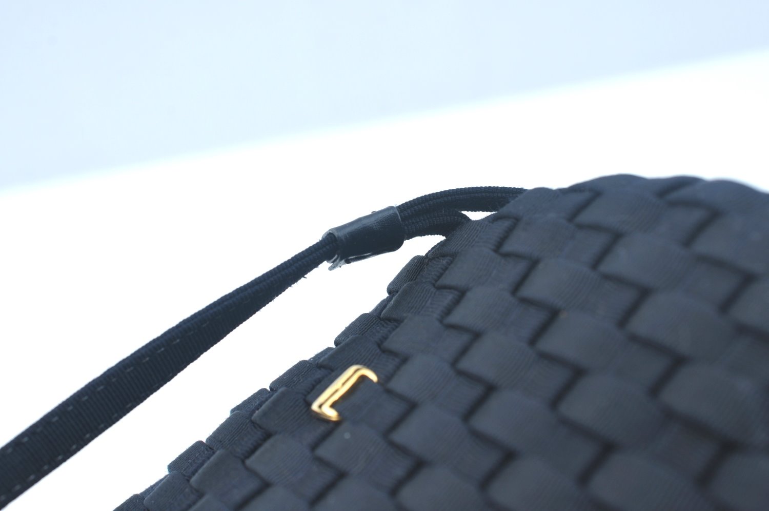 Authentic Salvatore Ferragamo Vara Shoulder Bag Purse Nylon Black SF L0053
