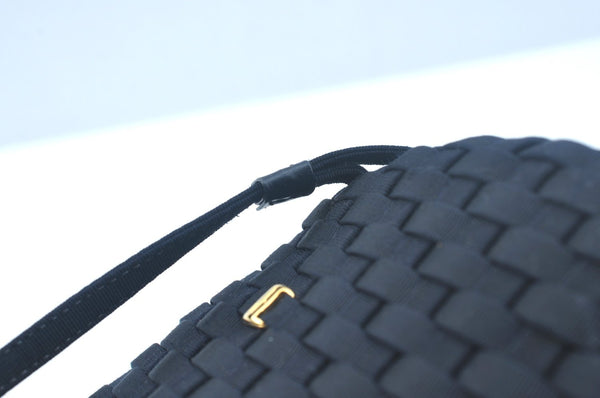 Authentic Salvatore Ferragamo Vara Shoulder Bag Purse Nylon Black SF L0053