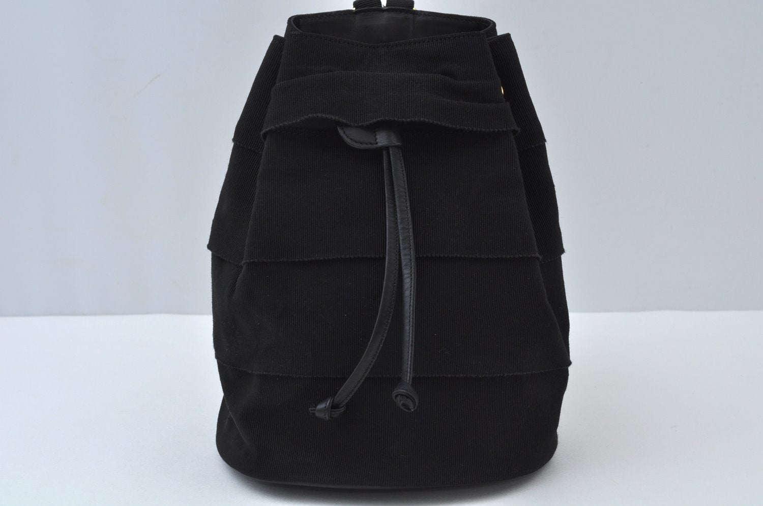 Authentic Salvatore Ferragamo Vara Back Pack Purse Canvas Leather Black L0054