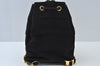 Authentic Salvatore Ferragamo Vara Back Pack Purse Canvas Leather Black L0054