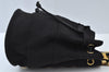 Authentic Salvatore Ferragamo Vara Back Pack Purse Canvas Leather Black L0054