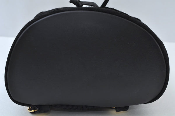 Authentic Salvatore Ferragamo Vara Back Pack Purse Canvas Leather Black L0054