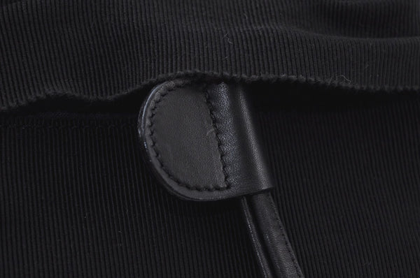 Authentic Salvatore Ferragamo Vara Back Pack Purse Canvas Leather Black L0054