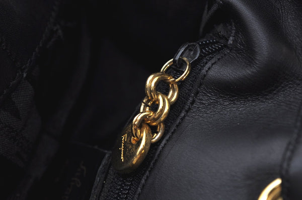 Authentic Salvatore Ferragamo Vara Back Pack Purse Canvas Leather Black L0054